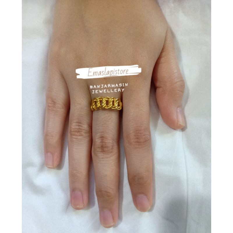 Cincin Mini Coco Anyam Polosan Lapis Emas 999 Banjar