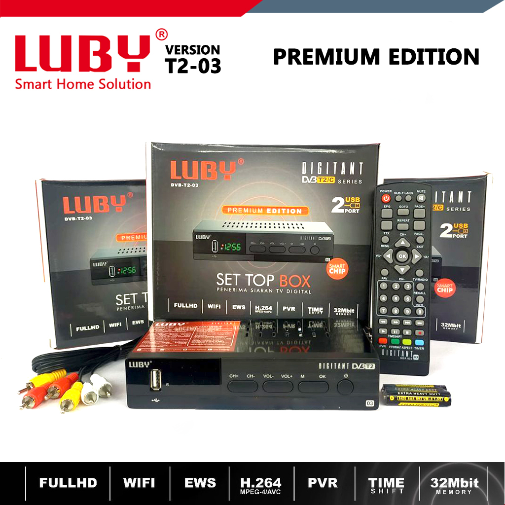 Luby DVB-T2-03 Set Top Box Receiver Tv Digital STB Full HD SNI Garansi Resmi 1 Tahun