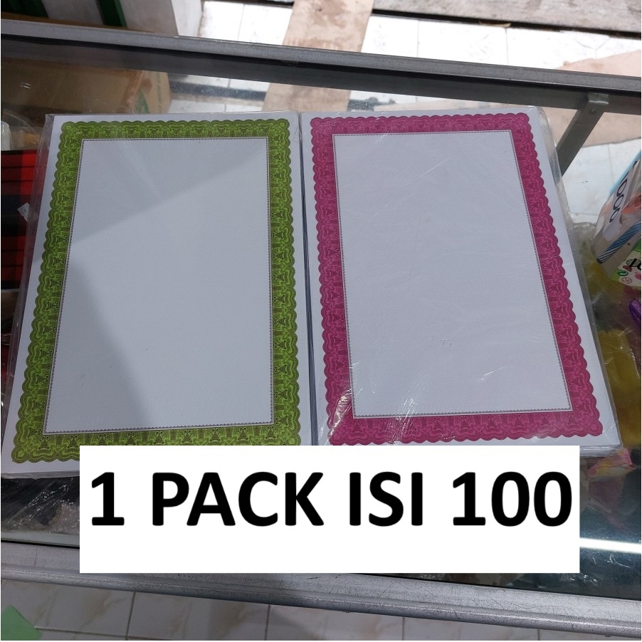 

Piagam Kosong Untuk Ijasah Sertifikat 21x30,5cm - 1 Pack Isi 100 Lembar