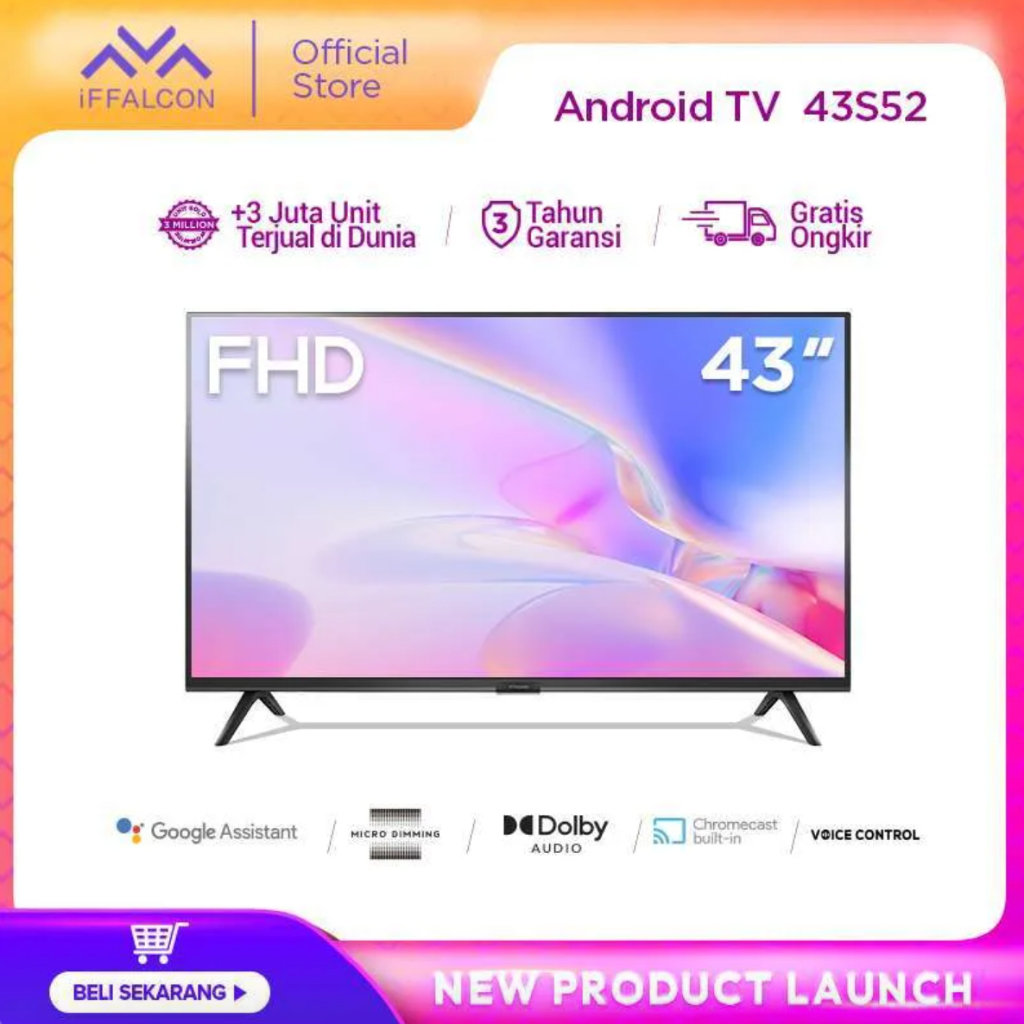 iFFALCON 43 inch Smart FHD TV - Android 11 - Google Play/Netflix/YouTube - WiFi/Bluetooth/HDMI/USB -