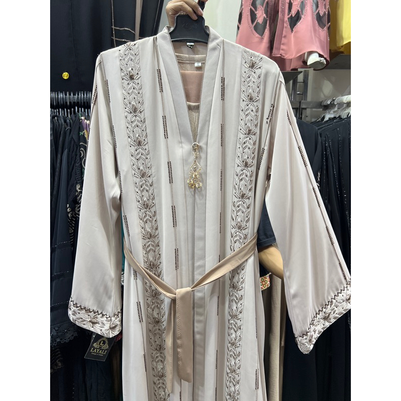 SET ABAYA LAYALI BORDER WARNA || ABAYA INNER + OUTER || ABAYA IMPOR MESIR ORIGINAL