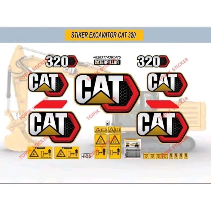 Stiker Excavator CATERPILLAR CAT 320 Terbaru, Stiker Alat Berat