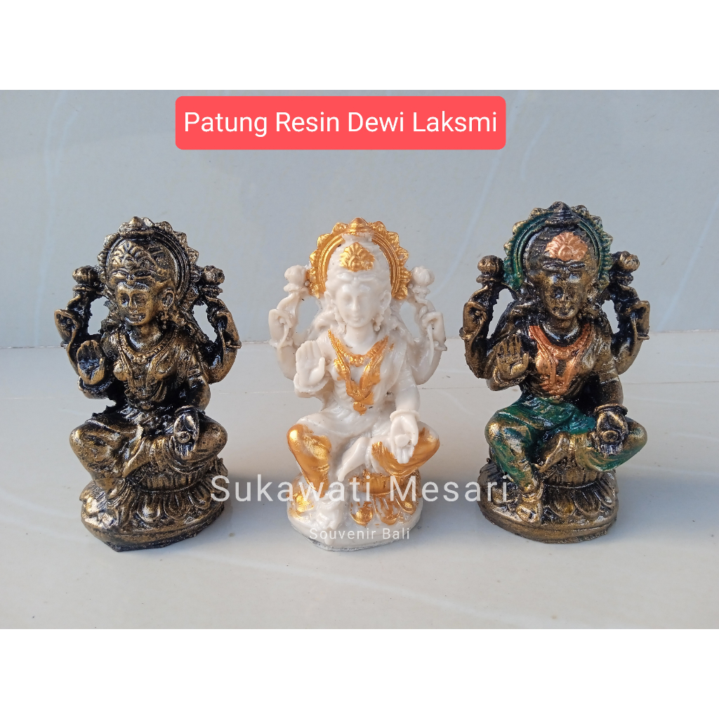 Patung Dewi Sri Laksmi Sakti Dewa Wisnu Tinggi 12cm Bahan Resin Kerajinan Khas Bali