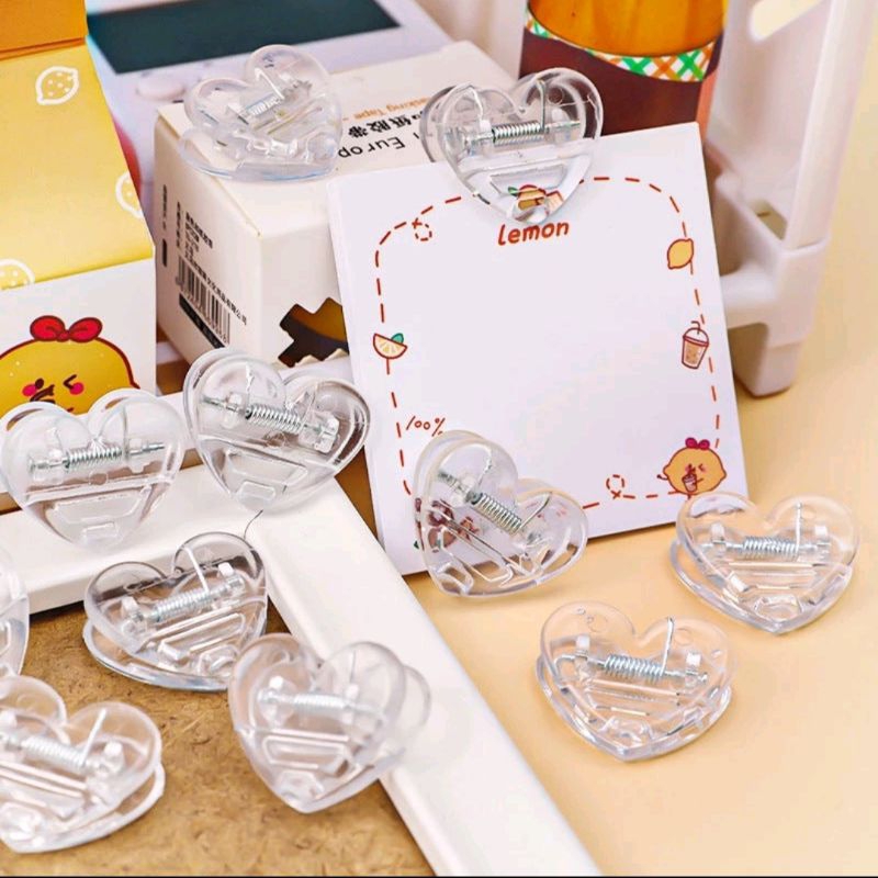 

MS Paper Clip Cute Heart Klip Kertas Plastik Bening Bentuk Hati