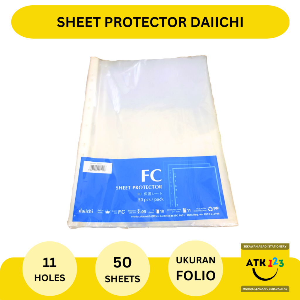 

Sheet Protector / PP Pocket Folio Merk Daiichi Isi 50 pcs