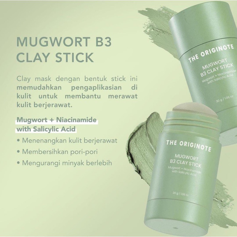 The Originote Mugwort B3 Clay Stick Mask Ready Masker Wajah Original BPOM COD