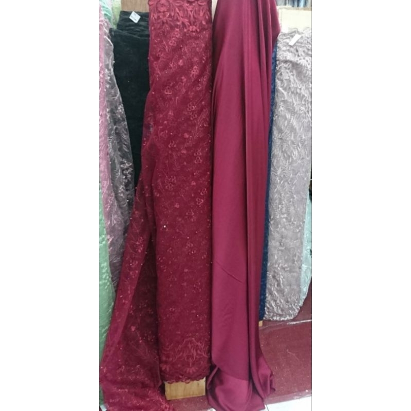kain tile n maxmara maroon paket bridesmaid