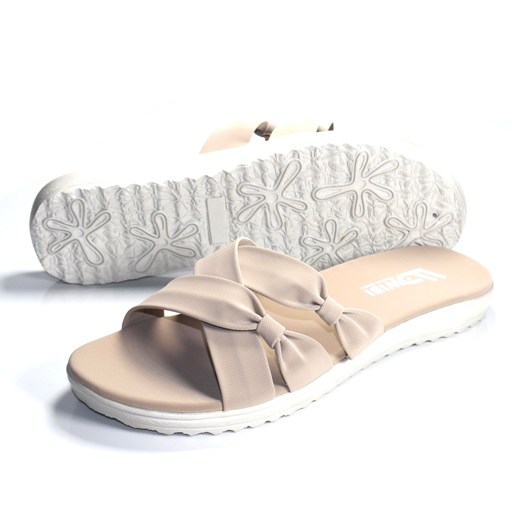 MOJAVA x WIBI Sandal Casual Selop Pita Wanita Kekinian Wibi W03-02 Cream