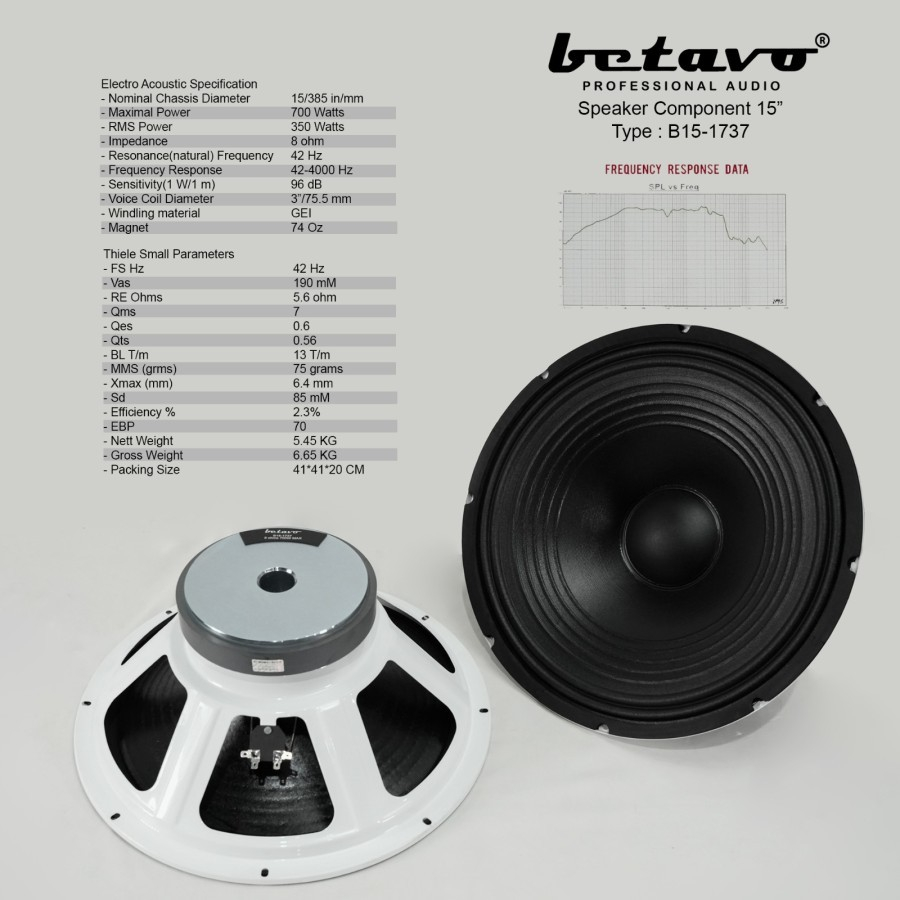 Betavo Audio Speaker Component 15 inch B15 1737