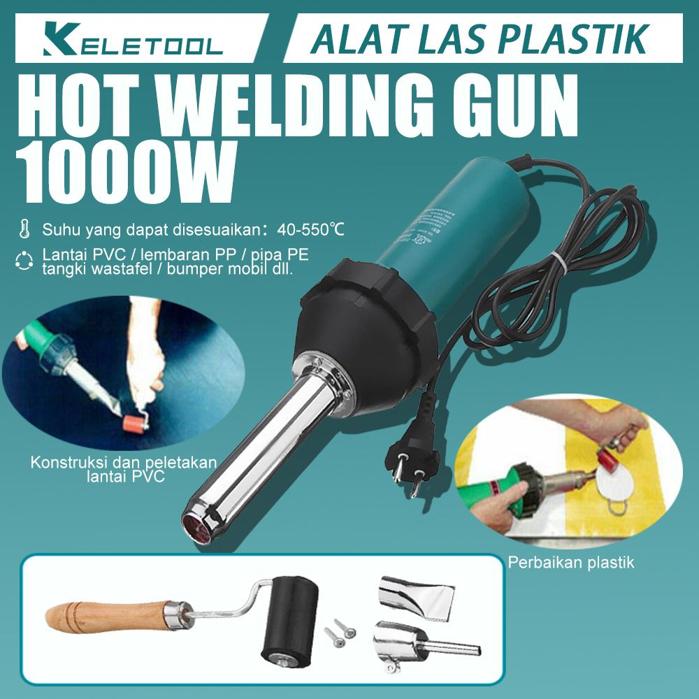 1000W Las Plastik PVC Terpal Orchid Hot Air Gun Plastic Welding Kolam Terpal 1080 Watt Dengan Nozel 