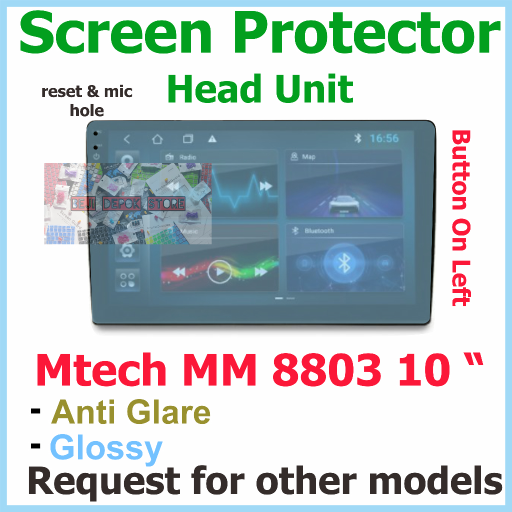Mtech MM 8803 BBE 10" inch Android head unit Screen Protector Guard