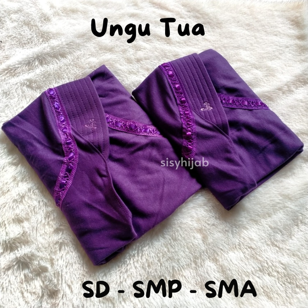 Jilbab Serut Sekolah Anak Jilab Sekolah Ungu Tua Pita PAUD TK SD SMP SMA By Sisyhijab