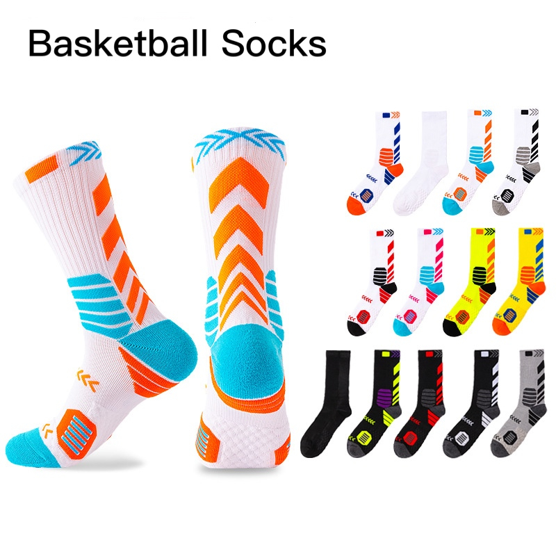 Kaos Kaki tebal Pria Baru, Kaos Kaki Basket Panjang Warna Kontras Trendi untuk Pria, Kaos Kaki Olahraga Profesional Penyerap Keringat dan Bagian Bawah Handuk Bersirkulasi