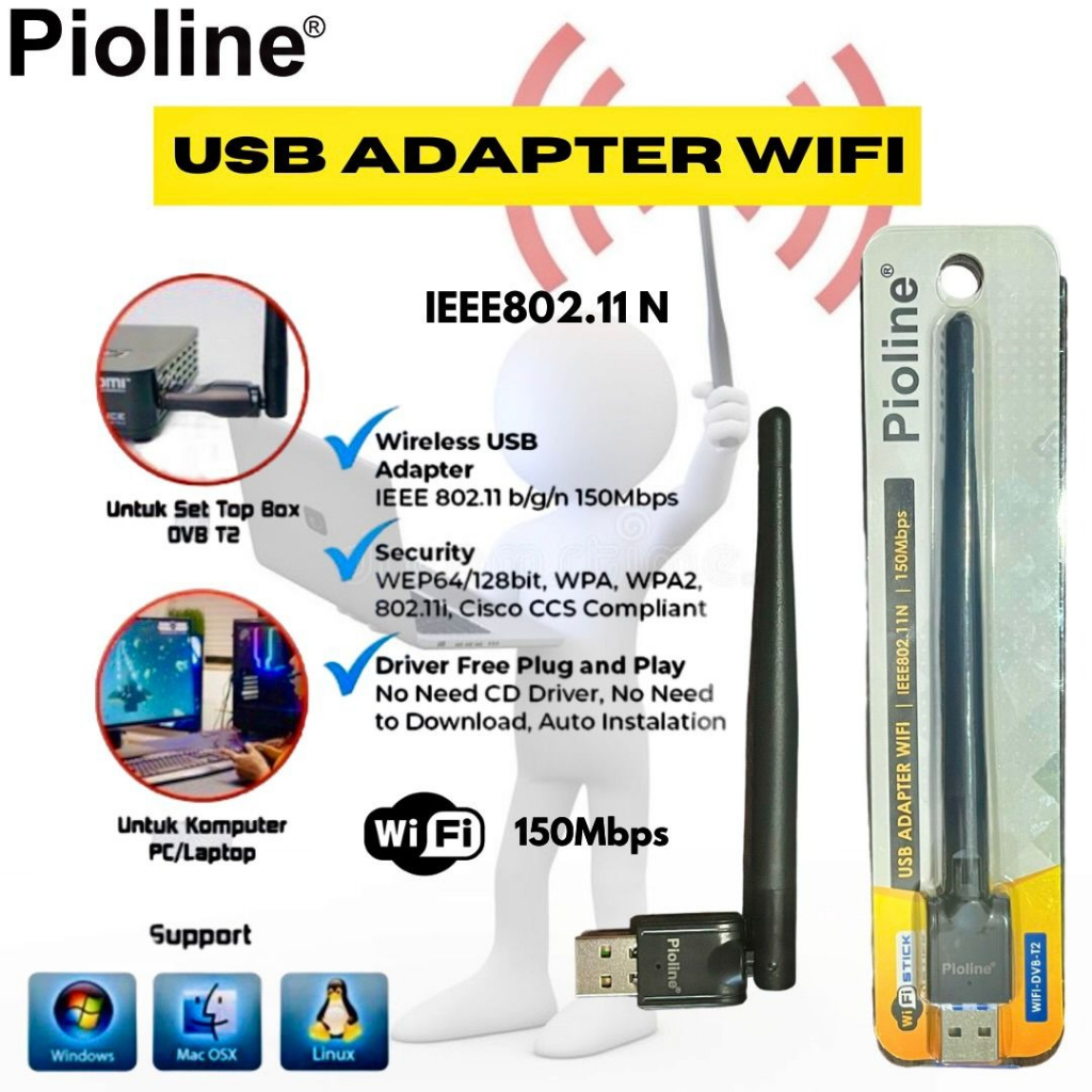 Dongle Antena Adaptor Receiver WIFI USB SET TOP BOX PIOLINE 150 Mbps