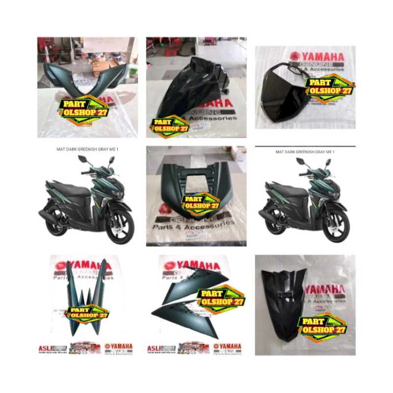 Paket Full Set Body Halus Mio Soul GT 125 Bluecore Hijau Doff Original Yamaha (9pcs)