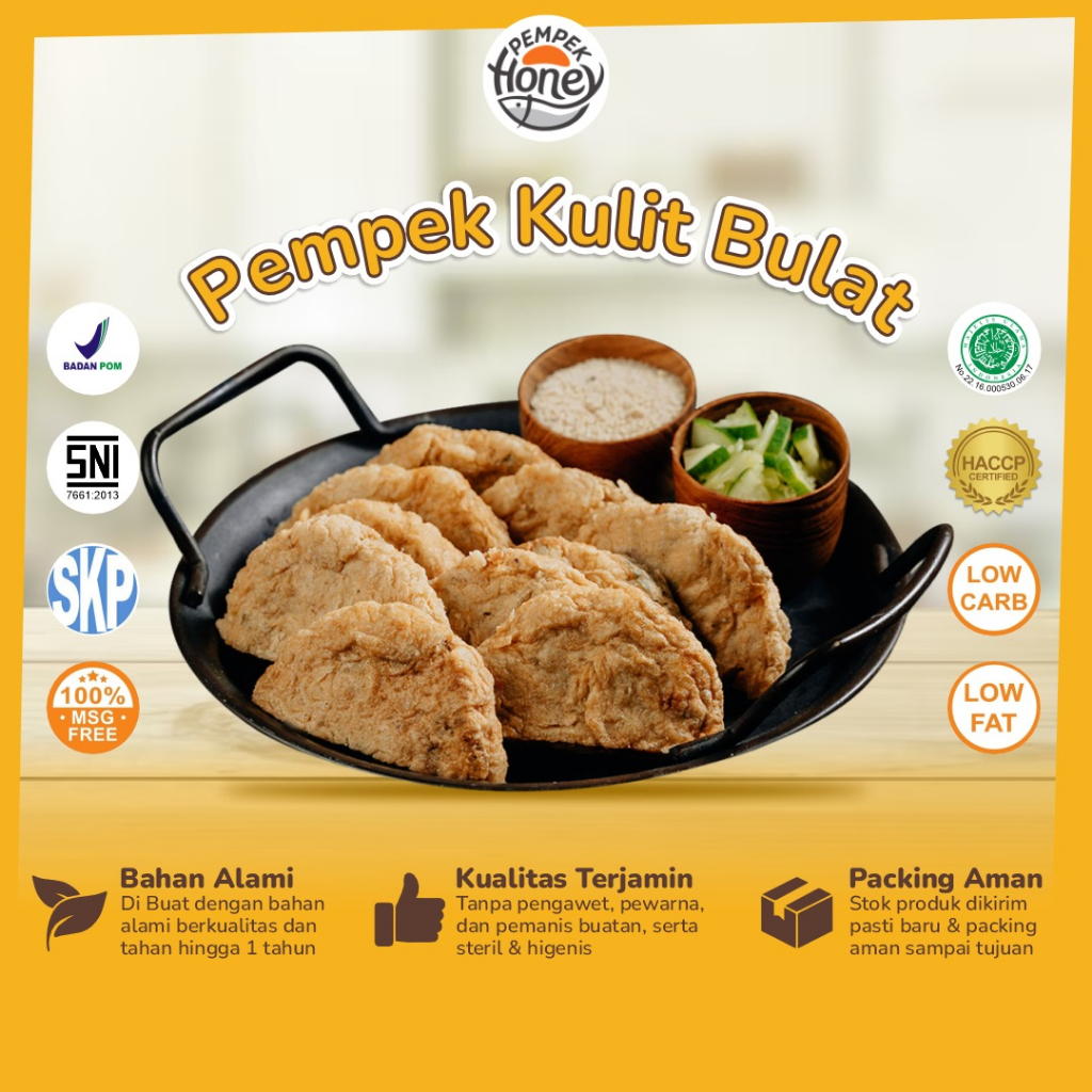 

PEMPEK HONEY Empek Empek Kulit Bulat Palembang Asli Ikan Tenggiri Grade Super Halal Mpekmpek Premium Mui Frozen Food Bpom Sni 100%