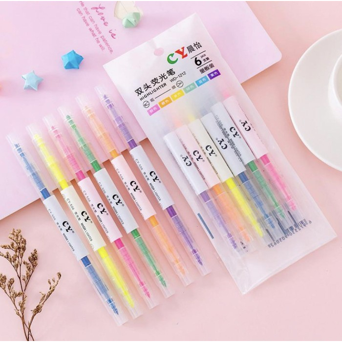 

6 PCS HIGHLIGHTER 2 SISI / STABILO WARNA WARNI / CANDY COLOR SET PEN COLOUR / STABILO DOUBLE TIP HIGHLIGHTER PEN 6 WARNA