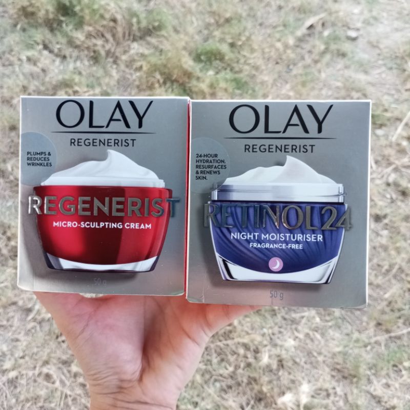 PAKET HEMAT Olay Regenerist Micro-Sculpting Day Cream 50G dan Olay Regenerist Retinol 24 Night Moist