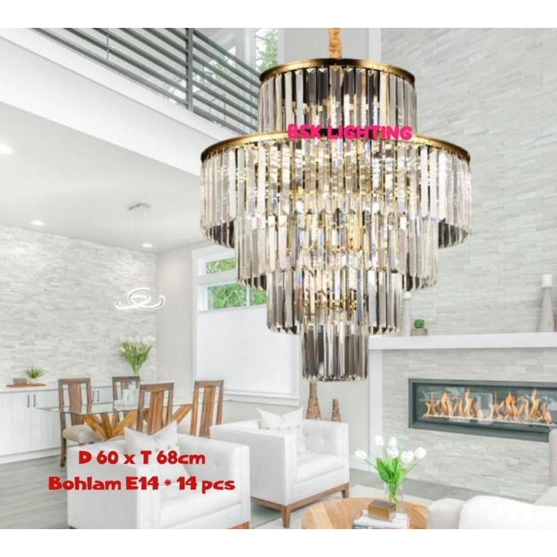 Lampu gantung kristal Modern Bronze/Lampu gantung kristal mewah