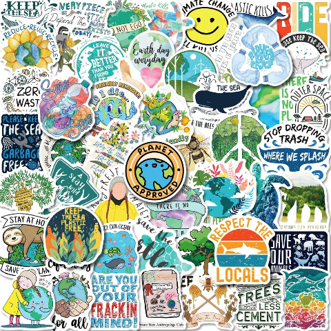 

Stiker Planet Hijau Biru Cinta Lingkungan Environment Sticker Eco Friendly Blue Green
