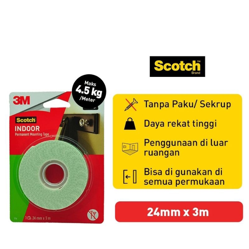 

scotch 3M perekat isolasi mounting 24mm x 3m