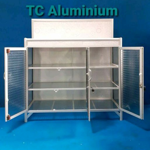 TC ALUMINIUM MKG 451 106X43X90+25 s b MEJA RAK 3 SUSUN KOMPOR GAS ALUMINIUM SUPER 20U SILVER COKLAT 