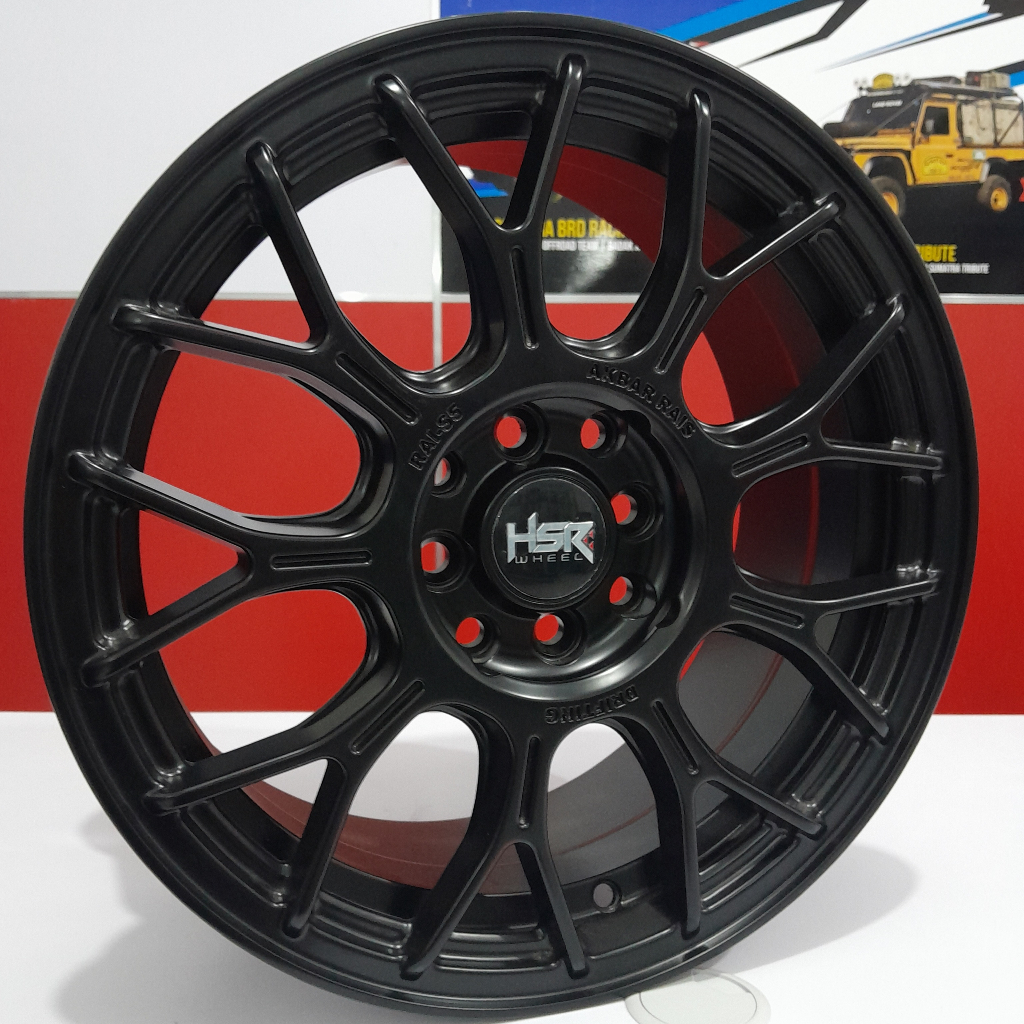 pelang mobil racing hsr ring 16 type akbar rais  warna black dop buat mobil vios yaris mobilio dll