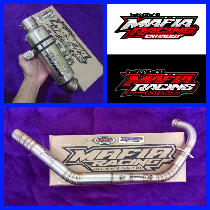 knalpot original MAFIA racing exhaust PNP satria Fu karbu wajib UB, leher in 32 out 50, silincer mod