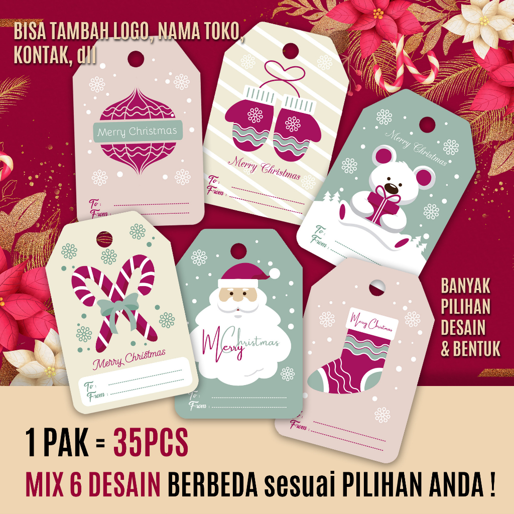 

[Mp37 a] 35pcs Label Natal Hangtag Natal Christmas Hangtag Kartu Ucapan Christmas Label custom christmas greeting card Hampers Natal