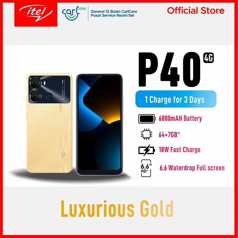 Itel P40 6000mAh RAM 7GB 4+3GB/64GB GARANSI RESMI - Biru