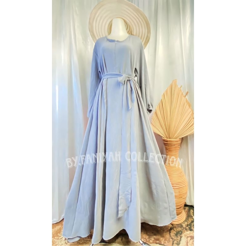 Gamis Crinkle Polos Bahan Crinkle Airflow Premium- Gamis Adem Busui frendly // Gamis Tali pinggang /