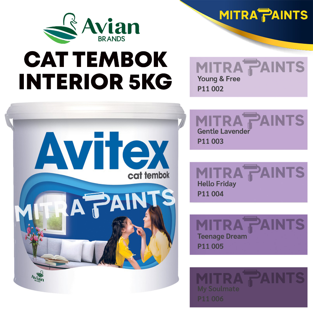 CAT TEMBOK AVITEX INTERIOR 5 KG / AVIAN P11 UNGU LILAC