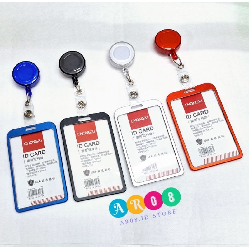

Tempat ID Card Aluminium + Yoyo - Holder ID Card Name Tag Alumunium Metal Plus Yoyo