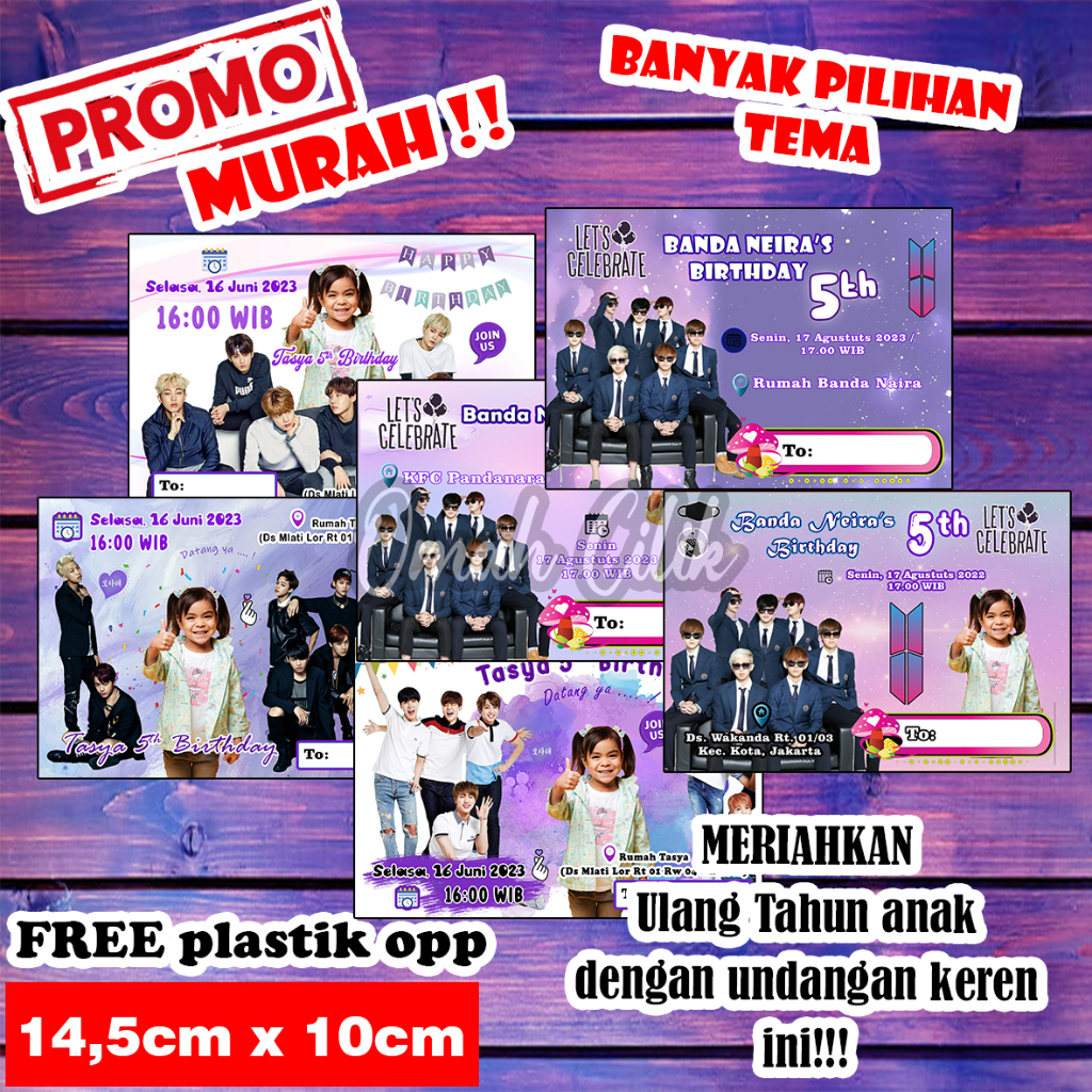 UNDANGAN ULANG TAHUN KARAKTER BTS/UNDANGAN ULANG TAHUN BTS / UNDANGAN ULANG TAHUN ANAK BTS/