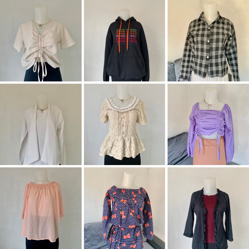 Preloved baju wanita lucu murah korean top crop top cardigan