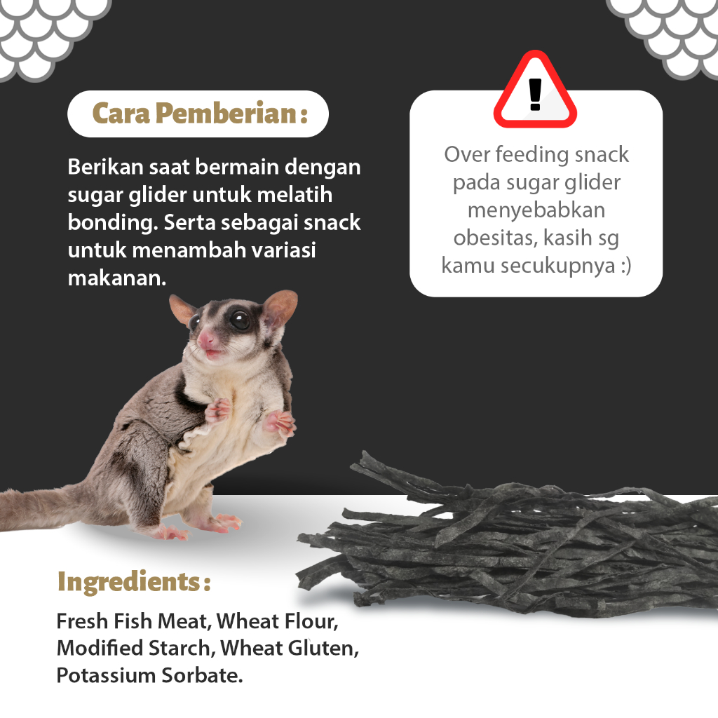 ADEWAP GLIDER Fish Snack Charcoal Camilan Perawatan Gigi Sugar Glider