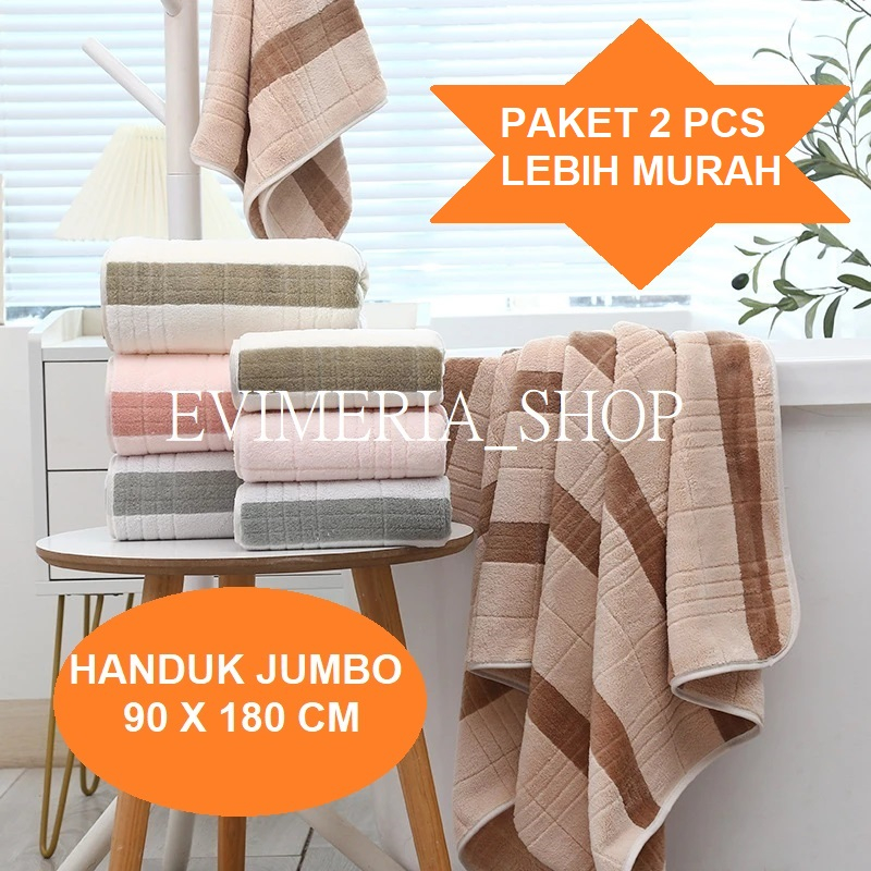 Handuk Mandi Dewasa Tebal Microfiber Ukuran 90x180cm Handuk Daya Serap Tinggi Handuk Lembut