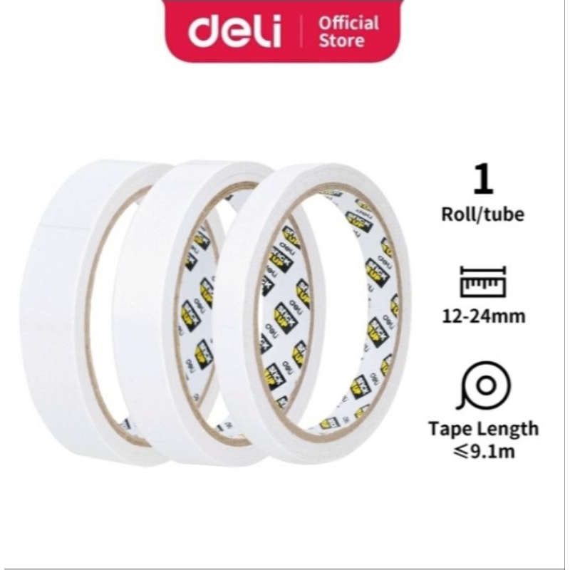 

Deli Paperliner Dua Sisi Double tape solasi 12mm isolasi solatip lakban dobel tip dobel tape selotip 12mm 1roll Double tip 12 mm