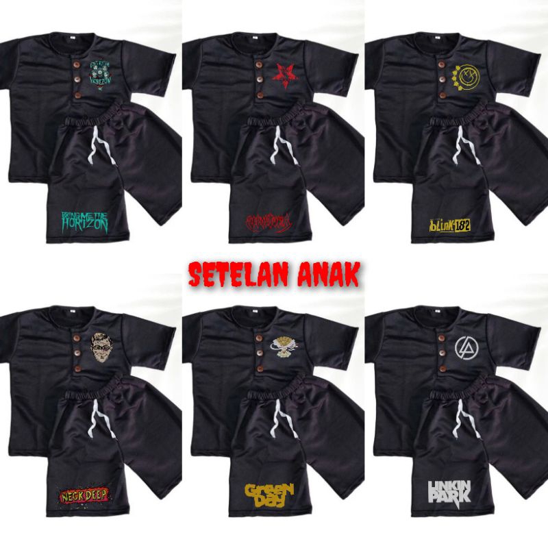 SETELAN ANAK KIANO - KAOS ANAK - BAJU ANAK BRING ME TO HORIZON - SEPULTURA - BLINK 182 - NECK DEEP -