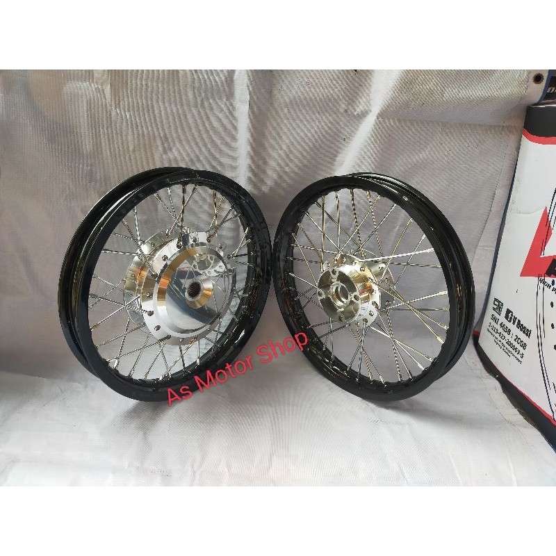 VELG SET ROSSI HITAM GLOSSY DAN HITAM DOFF 140 - 160 RING 14  BEAT SCOOPY VARIO110 VARIO125 150 MIO 