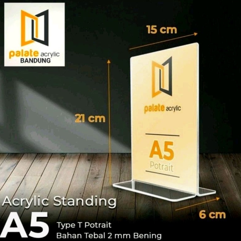 

Acrylic Tent Holder A5/ Akrilik Tent Card A5 T Portrait 2mm Tempat Brosur Meja