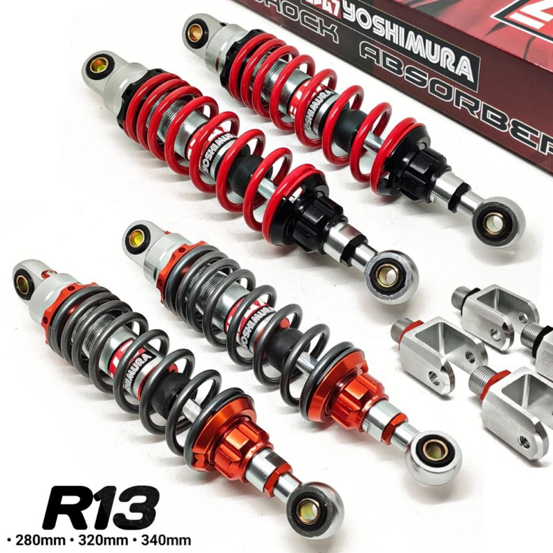 SHOCK BREAKER YOSHIMURA R13 280MM 320MM 340MM NON TABUNG MODEL KTC RAZOR PRO KLIK REBOUND SHOCKBREAKER NMAX AEROX PCX JUPITER SUPRA RX KING VEGA NOUVO TIGER MEGAPRO CB150 ADV XMAX F1RZ KHARISMA KLIK FUNGSI KLICK UNIVERSAL