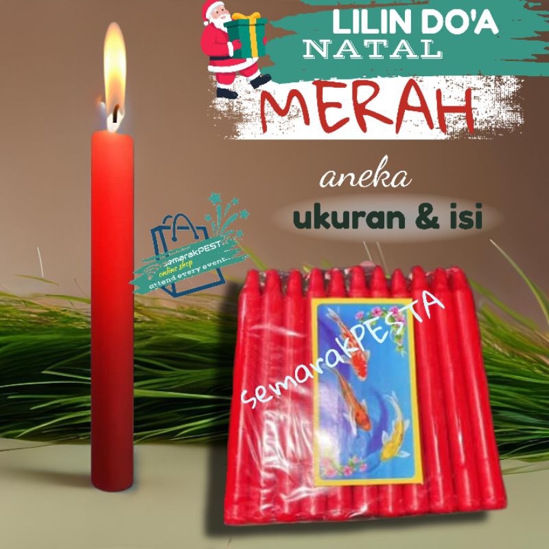 (aneka ukuran) lilin merah,lilin natal, lilin doa, lilin ibadah, lilin polos