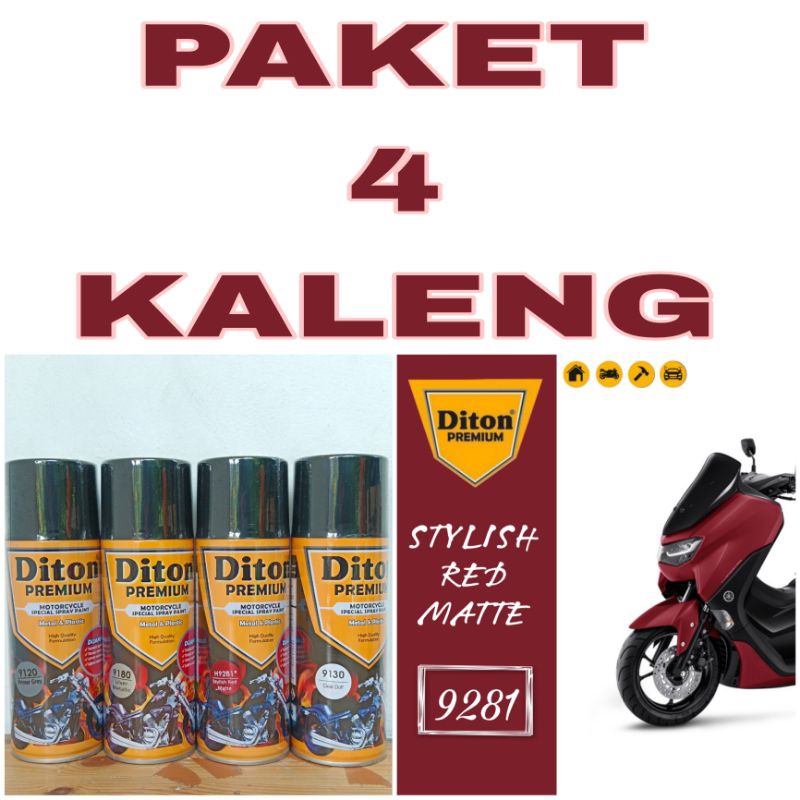 PAKET 4 KALENG pilok pilox diton premium stylish red matt h9281 9281 merah doff merah doff vario pcx