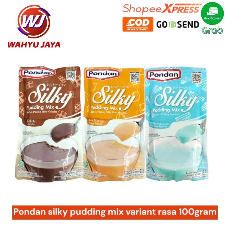 

Pondan silky pudding mix variant rasa,permen karet ,coklat,mangga 100gram