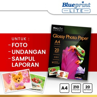 

Kertas Foto Glossy Photo Paper Poto BLUEPRINT Lite A4 - 10R 210 Micron