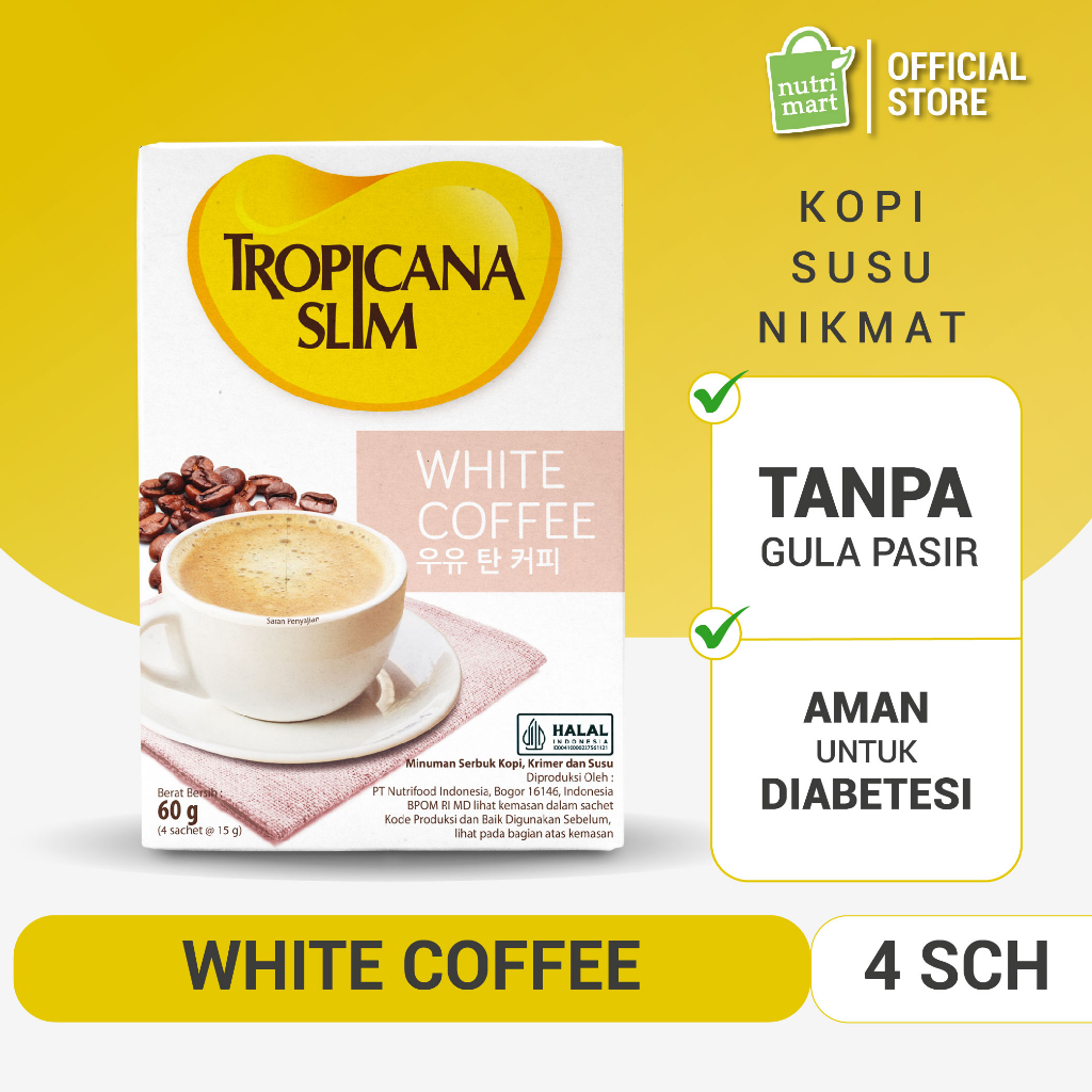 

Tropicana Slim White Coffee 4 Sachet - Kopi Susu Nikmat Tanpa Gula Pasir