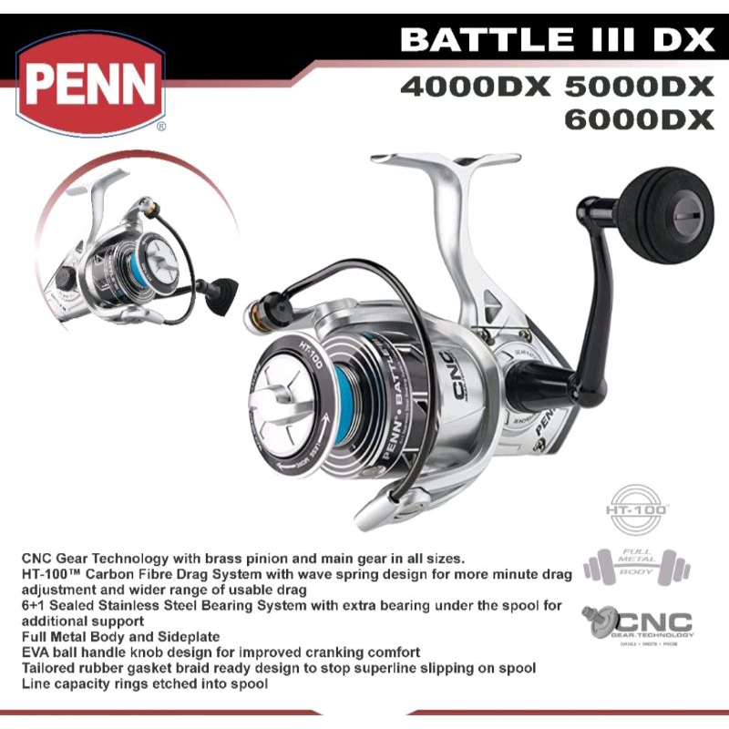 reel penn battle iii dx 4000,5000, 6000, 8000