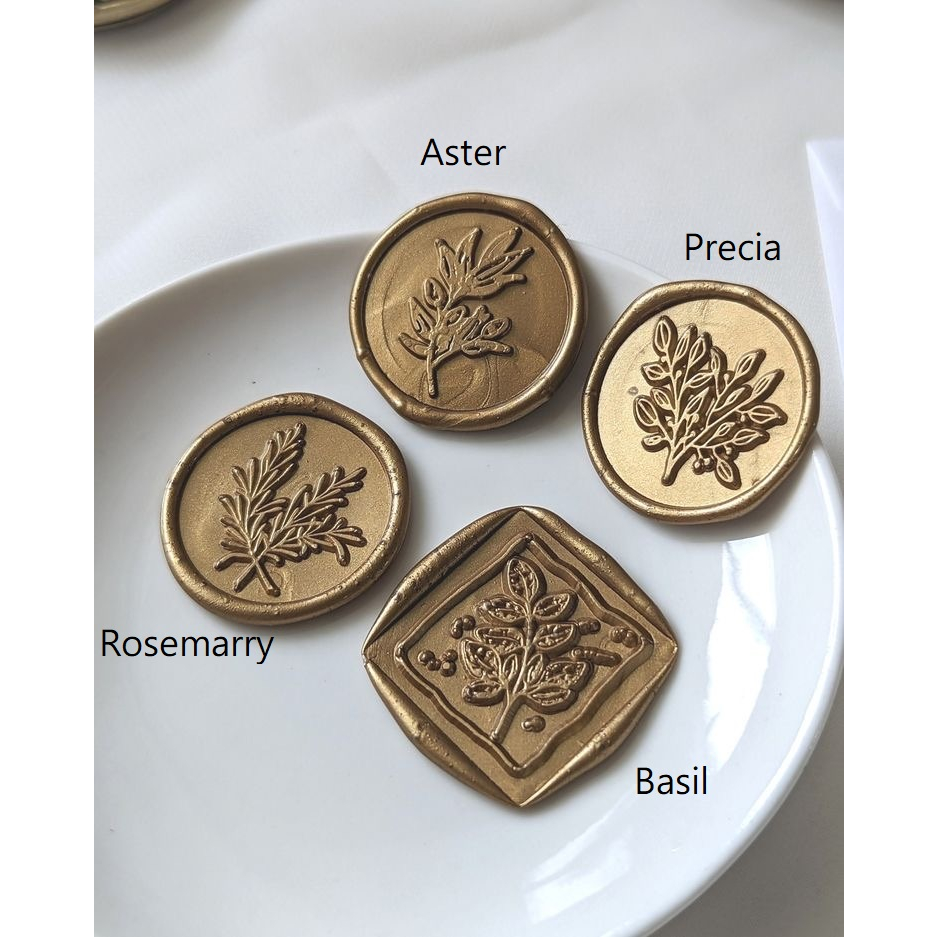 

ASTER / ROSEMARRY / BASIL / Wax Seal Sticker Undangan Vintage / Tanpa Minimum / 1 Pcs/ Termasuk Double tape / Lilin Wax Seal Vintage