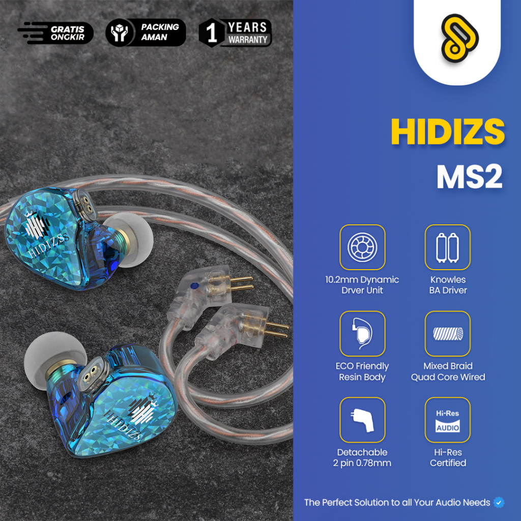 Hidizs MS2 1BA+1DD DUAL DRIVERS IN EAR EARPHONES